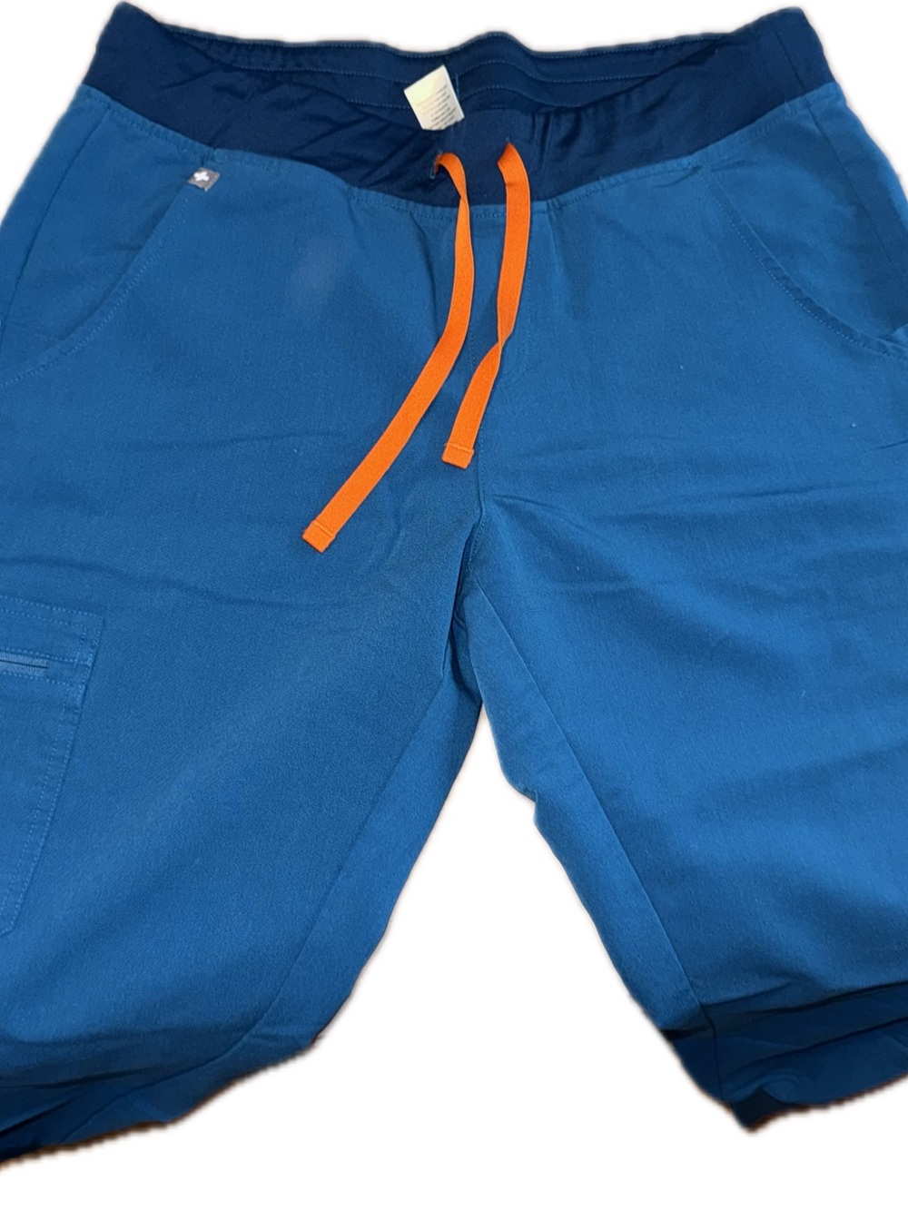 FIGS Blue Drawstring Shorts with Orange Tie - ZAMORA